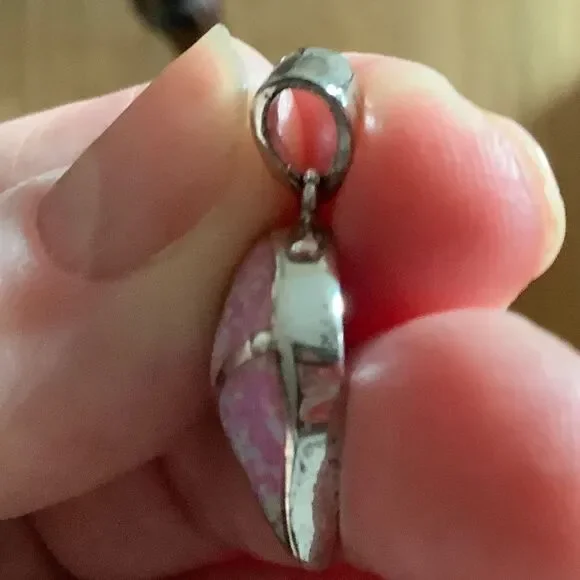 Sterling SILVER 925 AUSTRALIAN FIERY PINK OPAL LEAF PENDANT NEW​​ - Picture 9 of 9